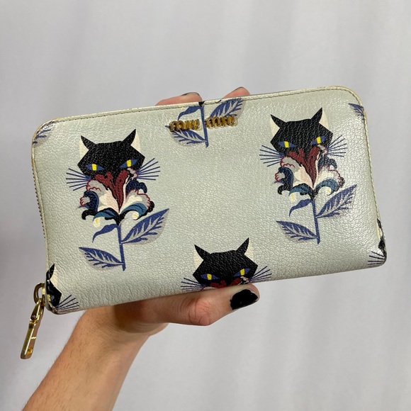 Miu Miu Handbags - Miu Miu | limited edition floral cat printed long zip-around wallet
